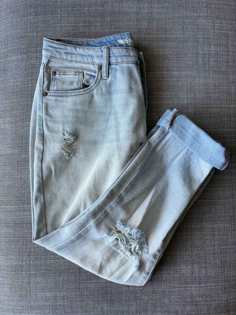 Mossimo Black Light Blue Boyfriend Jeans with Distressed Detail